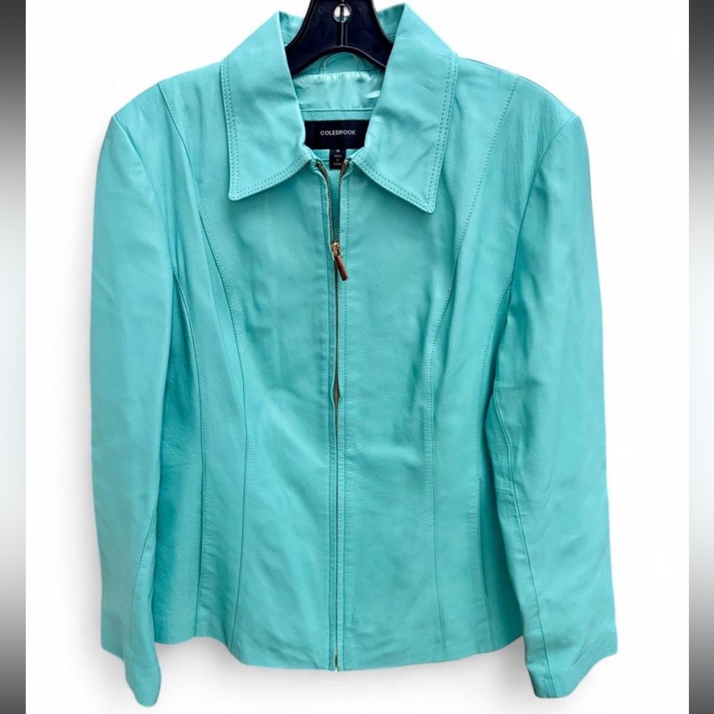 Colebrook Women's Turquoise Leather Jacket